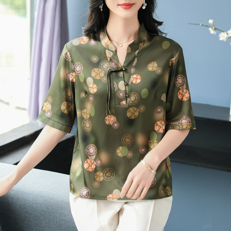杭州桑蚕丝短袖女上衣夏薄款轻奢高级感2025新款妈妈装真丝t恤女