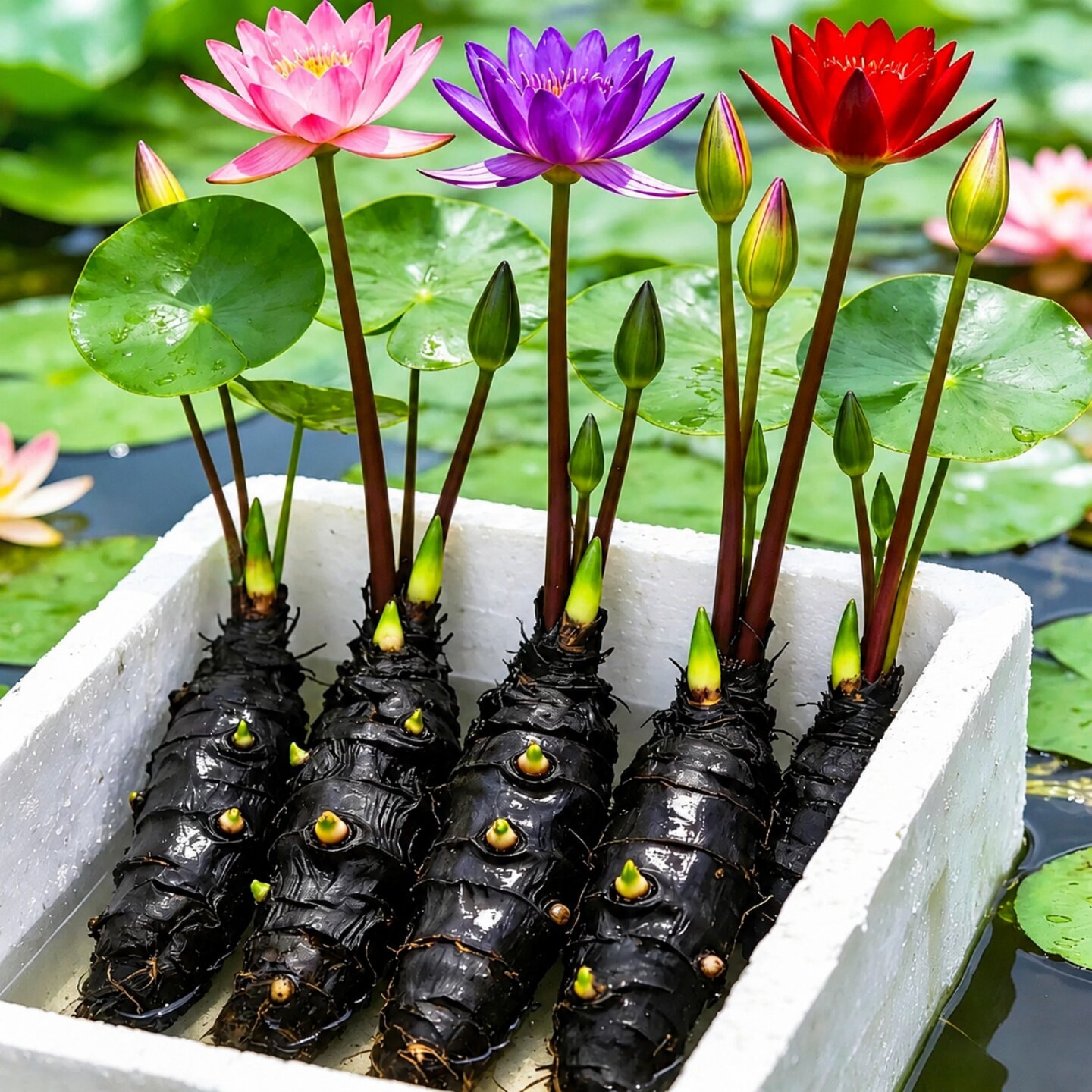 带芽睡莲根块水培四季池塘盆栽