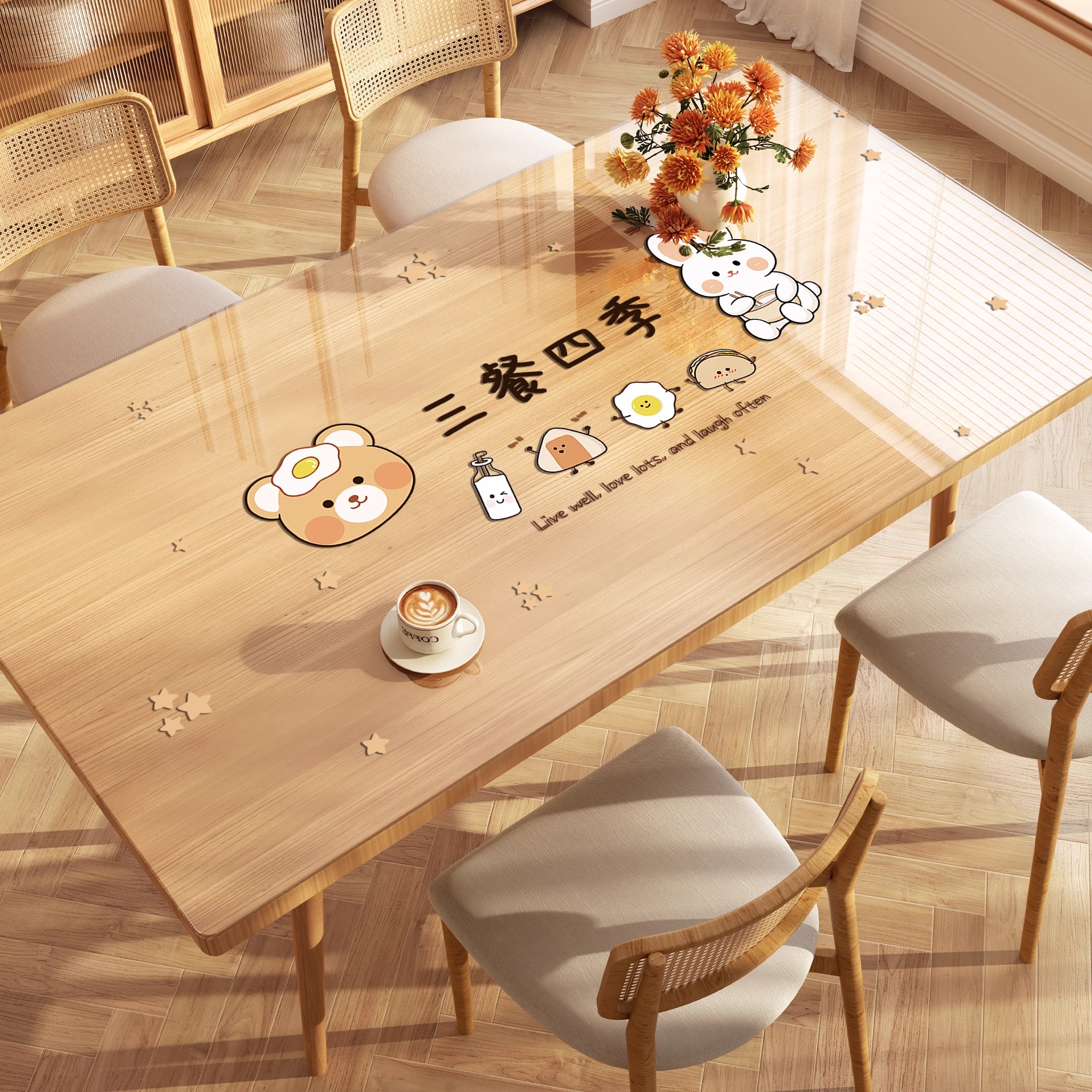 卡通透明桌垫pvc桌布餐垫轻奢高级感防水防油免洗茶几桌垫软玻璃