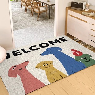 卡通简约入户门地垫玄关丝圈防滑脚垫趣味创意可裁剪家用耐脏门垫