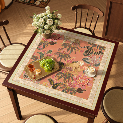 美式复古正方形桌布防油免洗防水餐桌垫方桌茶几布四方桌皮革台布