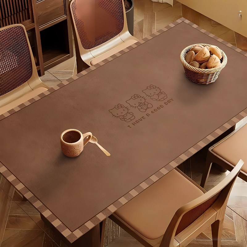 复古仿牛皮纹Kitty猫皮革餐桌垫防水防油防烫桌布耐高温茶几盖布,居家布艺,桌布,淘宝优惠券,粉丝福利购,淘宝优惠卷