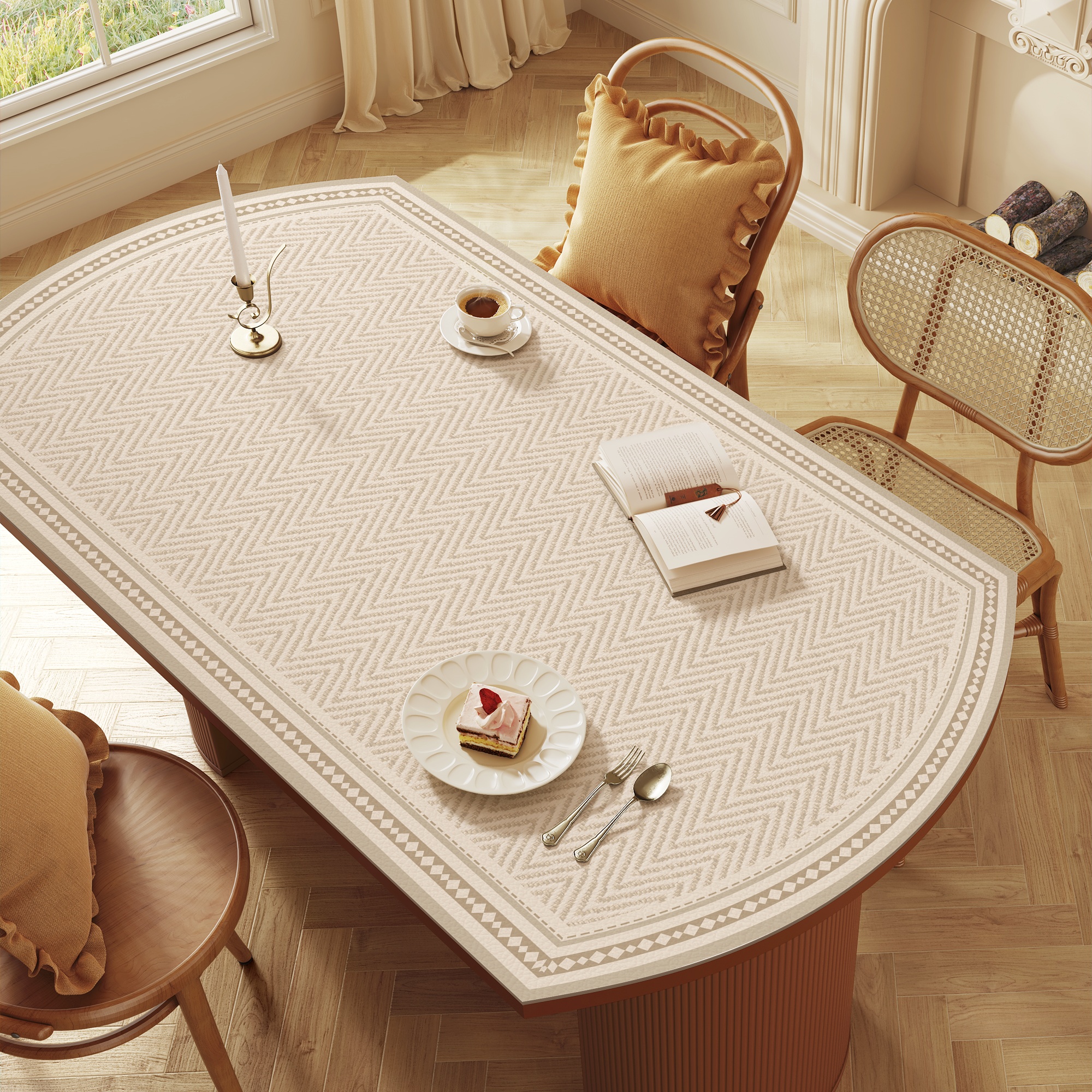 椭圆形桌垫轻奢高级感餐桌布氛围感免洗防水防油折叠圆桌茶几台布