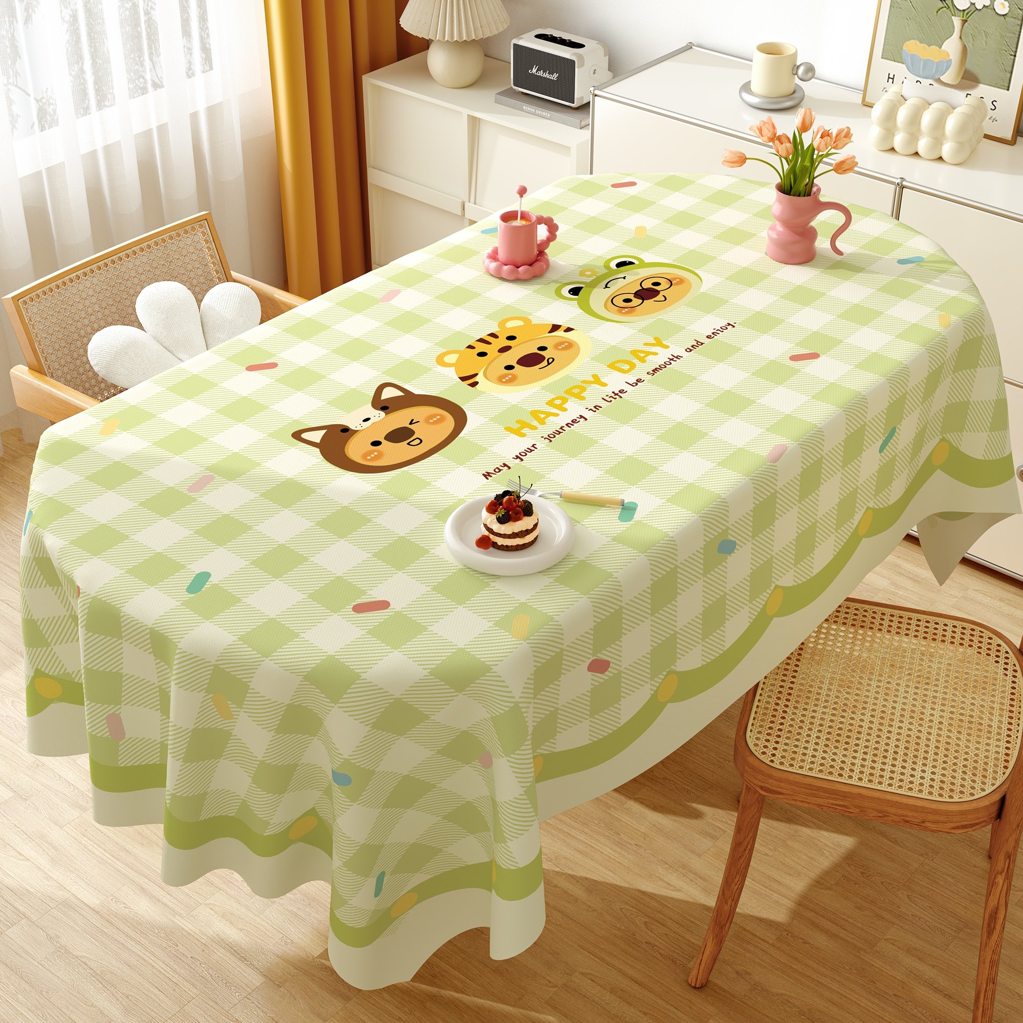 奶油风椭圆形桌布防水防油防烫免洗PVC餐桌台布ins风轻奢茶几盖布,居家布艺,桌布,淘宝优惠券,粉丝福利购,淘宝优惠卷