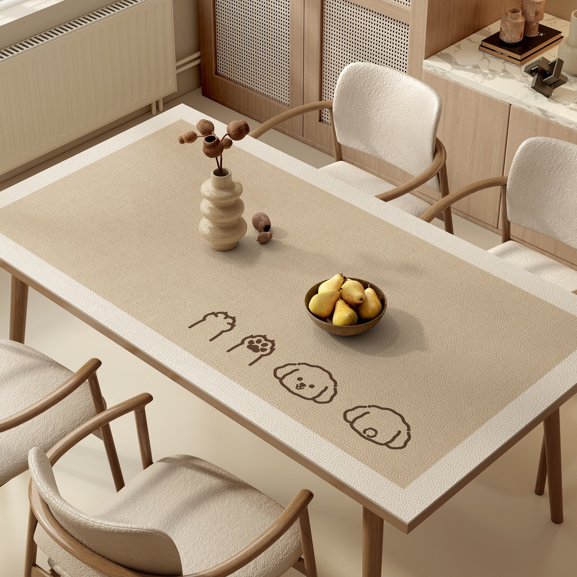 侘寂风餐桌垫防水防油2025新款客厅长方形茶几桌布轻奢台面保护垫,居家布艺,桌布,淘宝优惠券,粉丝福利购,淘宝优惠卷