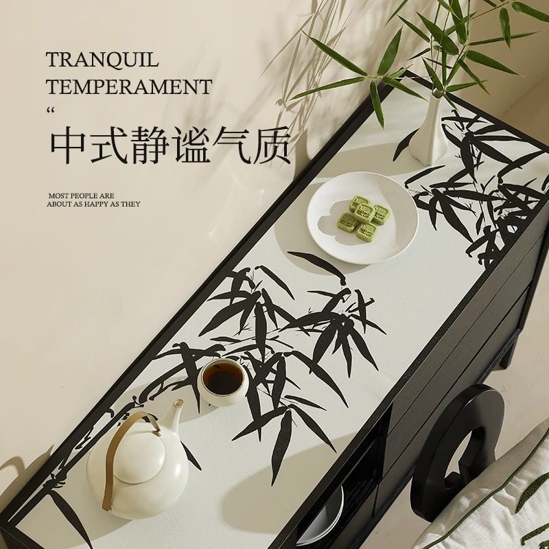 新中式餐边柜桌垫防水防油免洗电视柜玄关垫复古高级感桌面保护垫,居家布艺,桌布,淘宝优惠券,粉丝福利购,淘宝优惠卷