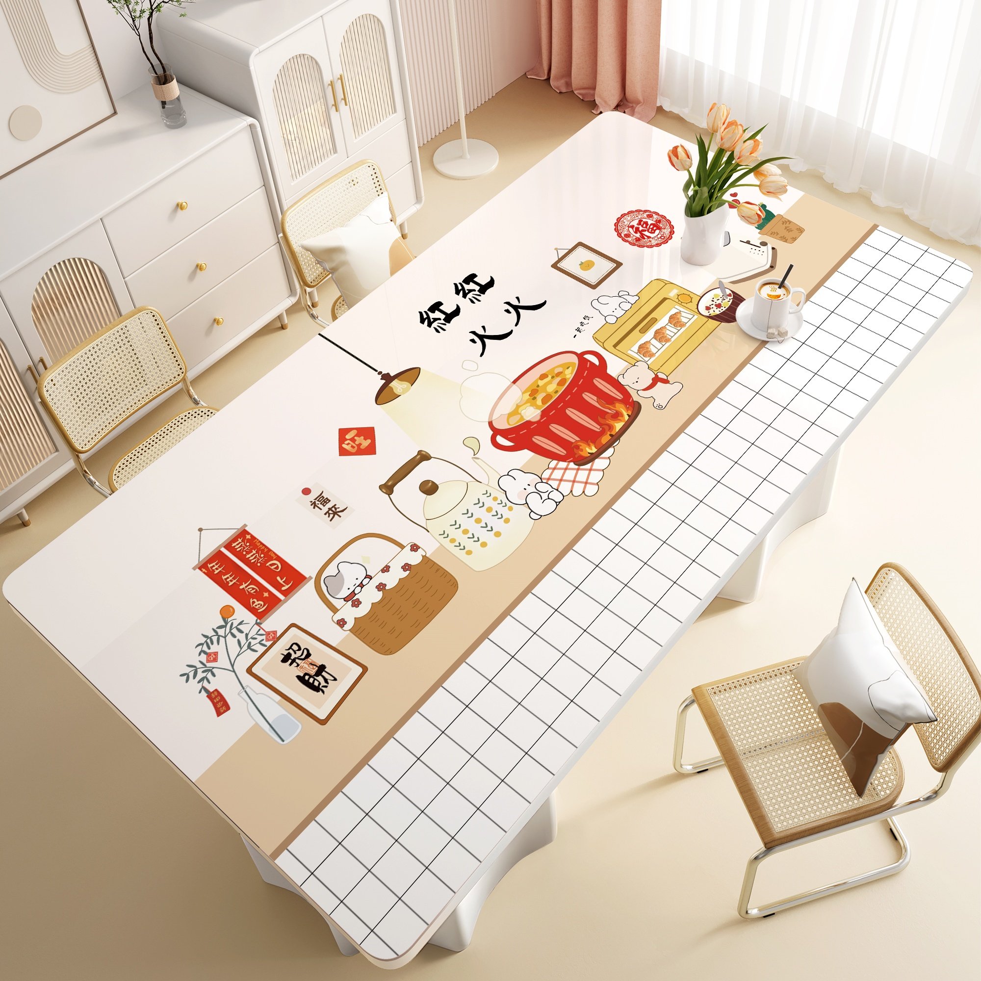 餐桌垫防水防油免洗网红爆款pvc软玻璃桌面垫长方形加厚茶几台布,居家布艺,桌布,淘宝优惠券,粉丝福利购,淘宝优惠卷