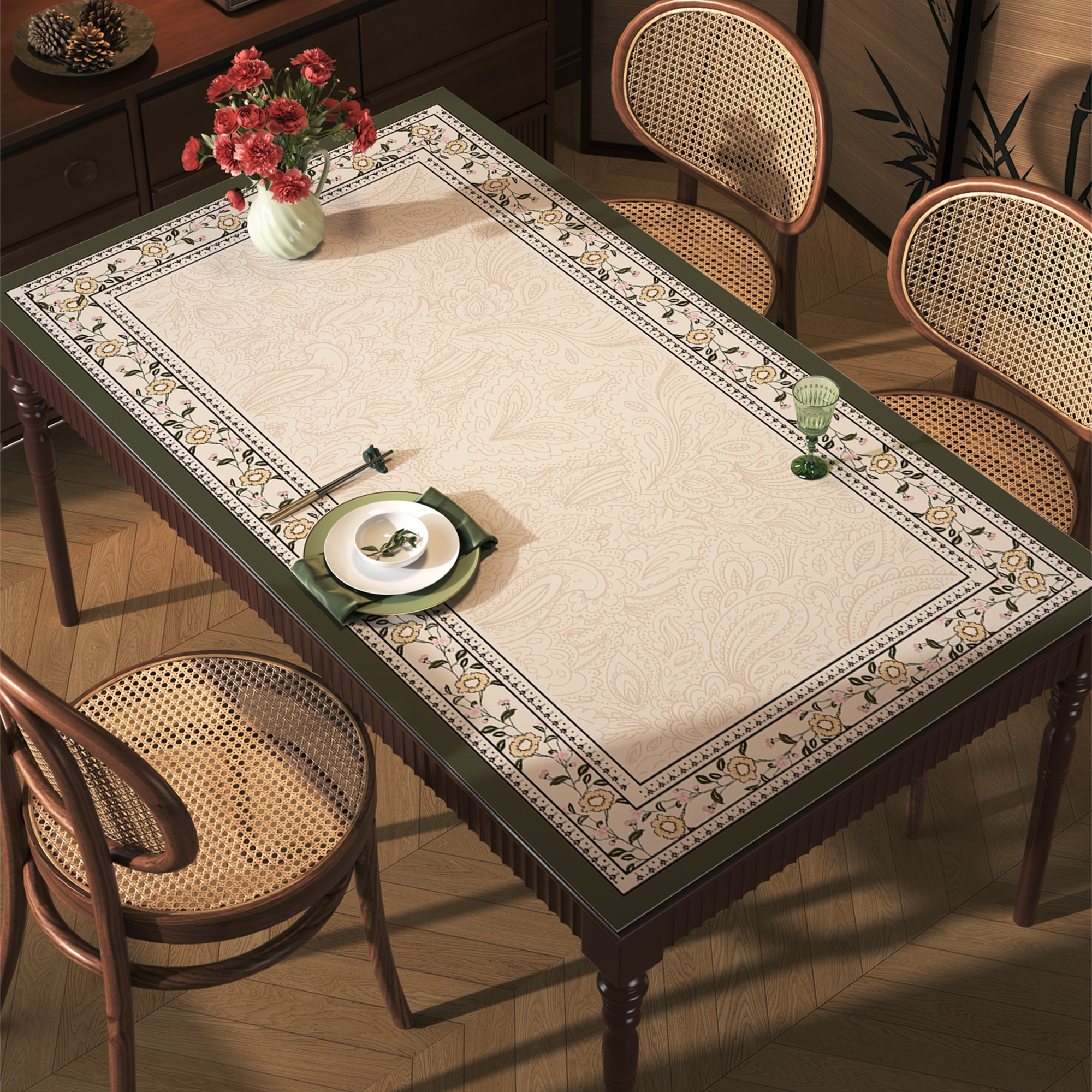 美式复古餐桌桌垫免洗防油防水轻奢高级感防烫桌布长方形茶几台布