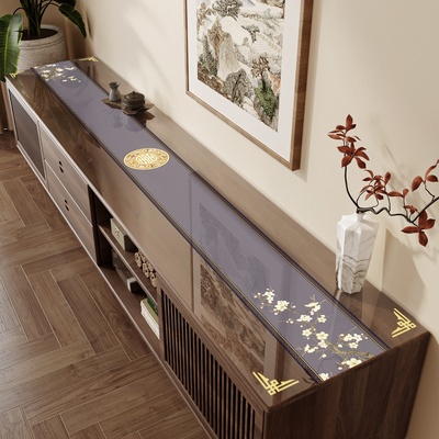 新中式电视柜桌垫PVC透明软玻璃餐边柜垫鞋柜防尘台面保护垫桌布