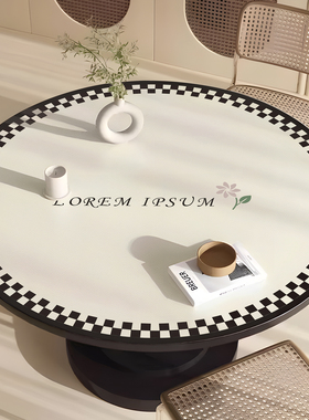 圆桌桌垫免洗防油防水防烫皮革圆形茶几桌垫轻奢高级感防滑餐桌垫