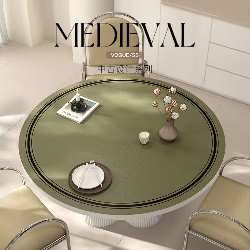 轻奢高级感圆桌桌布简约中古风圆桌垫防油防水防烫免洗茶几垫家用,居家布艺,桌布,淘宝优惠券,粉丝福利购,淘宝优惠卷