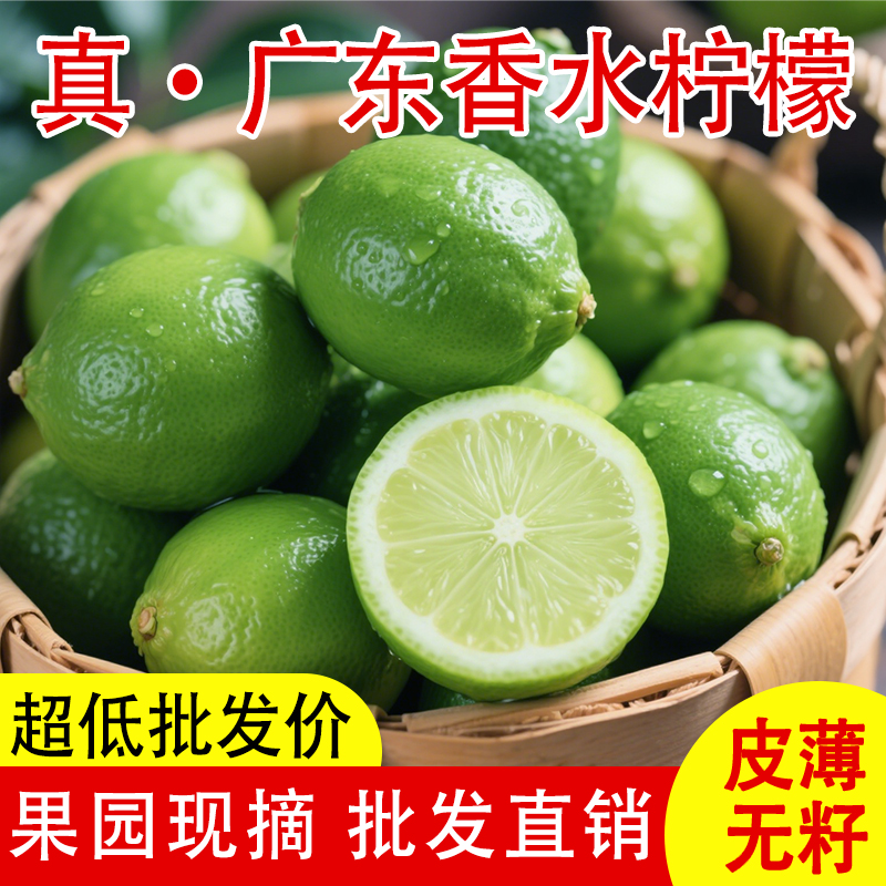 广东香水柠檬新鲜一级果当季水果无籽青柠檬奶茶店专用包邮香柠檬
