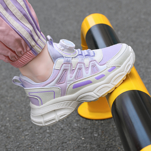 剑桥女童运动鞋春秋新款皮面防水女孩跑步鞋冬季加绒女学生波鞋