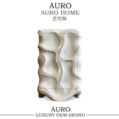 轻奢设计感雕刻实木玄关柜别墅豪宅波浪纹高级储物柜创意餐边柜