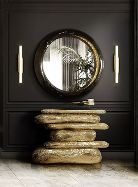 Bocadolobo轻奢创意黄铜玄关桌设计师客厅靠墙入户装饰台高级条案