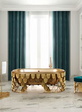 Bocadolobo轻奢不锈钢浴缸设计师高端别墅卫浴家用高级感泡澡盆