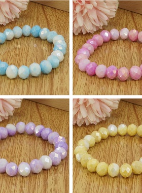 切面玻璃球一珠双色手链国潮晕染珠手串景区热销义乌饰品货源