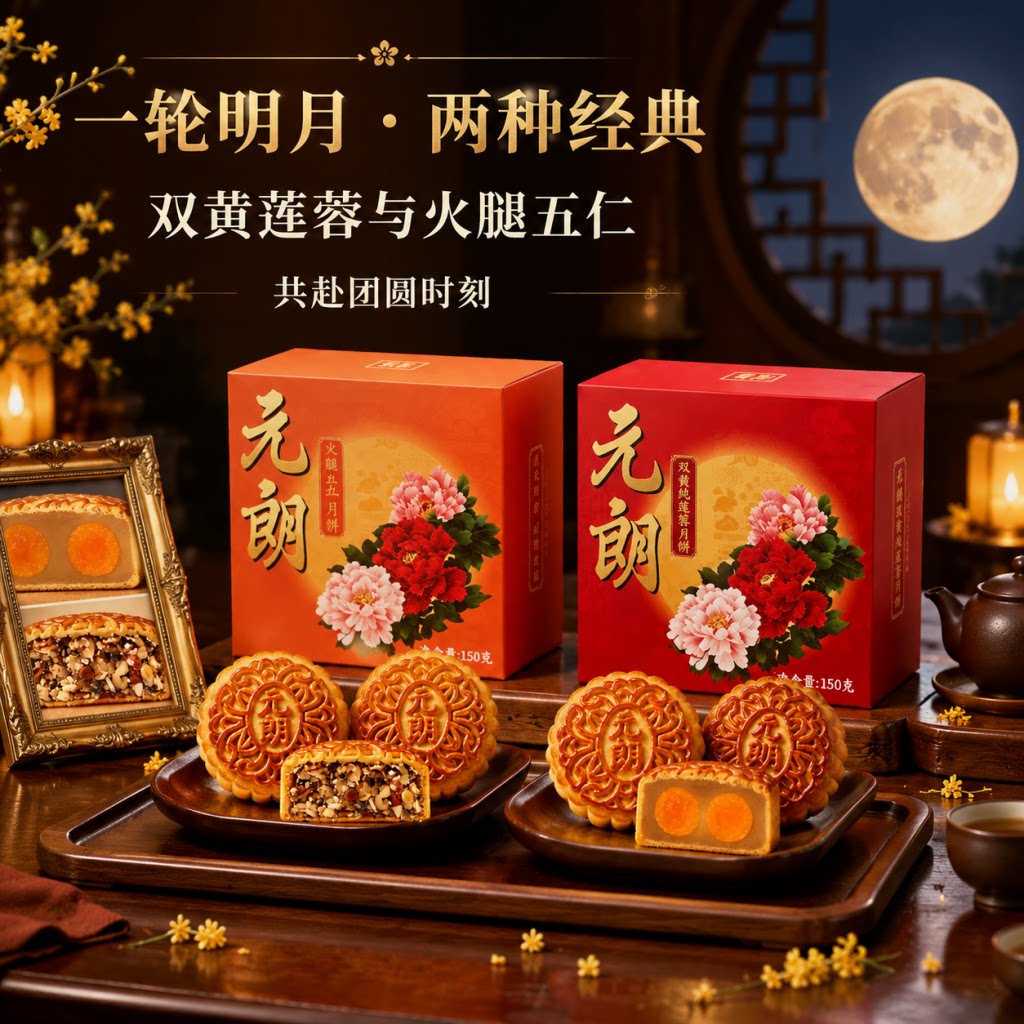 香港元朗月饼双黄白莲蓉月饼150g