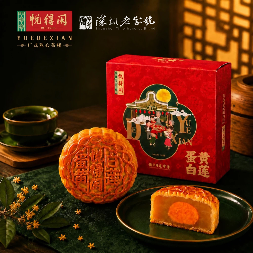 悦得闲蛋黄白莲蓉蛋黄广东广式五仁火腿零食糕点中秋团购月饼散装