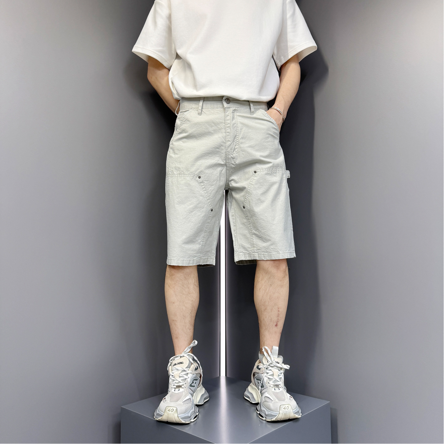 2025夏季新款男士休闲拼接短裤子