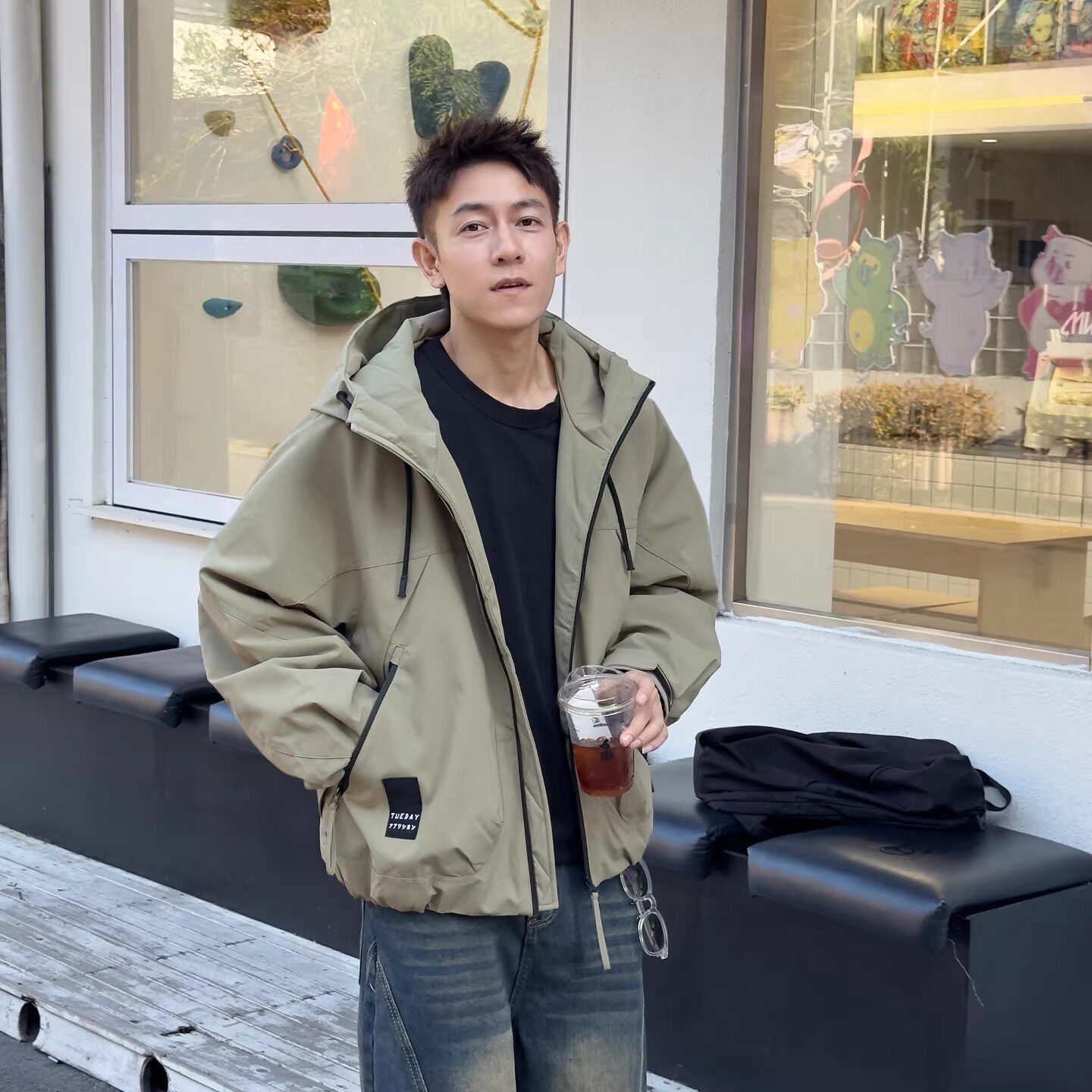 秋冬新款宽松连帽夹棉夹克男士加厚棉服百搭痞帅工装户外棉袄外套