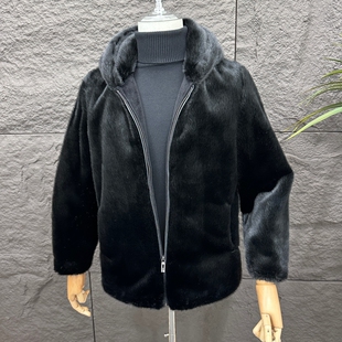 冬季 貂皮外套男加厚仿水貂毛皮衣宽松保暖皮毛一体上衣仿皮草大衣