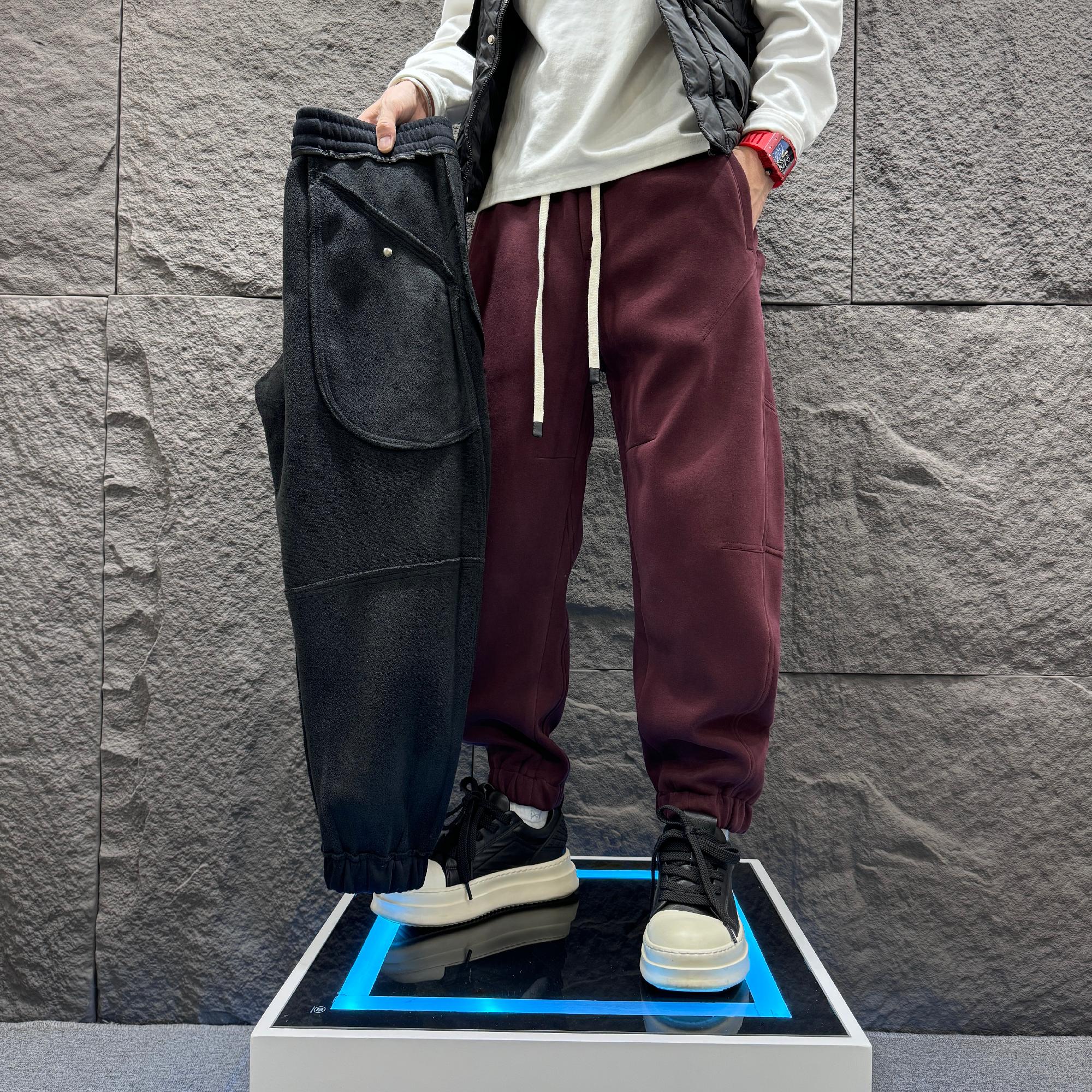 加绒男士秋冬立体剪裁潮牌束脚裤