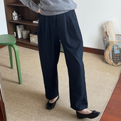 休闲裤 高腰松紧宽松春秋九分裤 女 小个子萝卜裤 winimini垂感阔腿裤