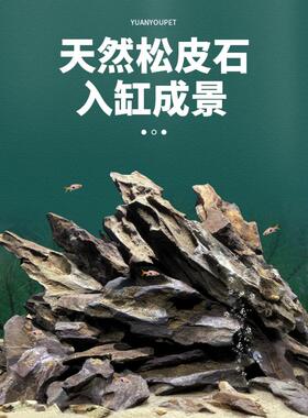 鱼缸造景石假山天然大块松皮石多孔酸洗青龙石草缸成品真石头套餐