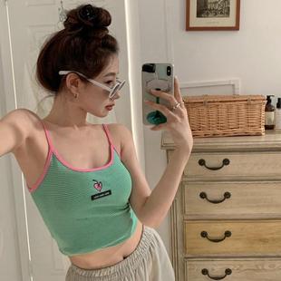 法式别致小吊带外穿ins超火网红爆款内搭背心女条纹辣妹bm上衣夏