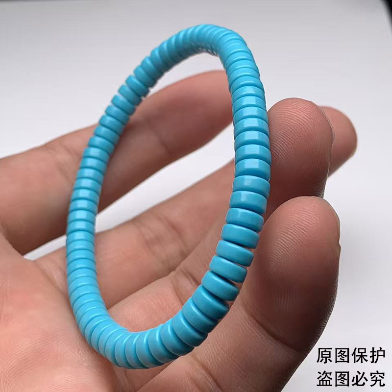 蓝色手串单圈绿松石直切隔片隔珠手串6mm绿色女生流行饰品