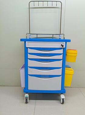 不锈钢抢救车304加厚急救车上翻盖药品推车多功能麻醉车ABS小推车