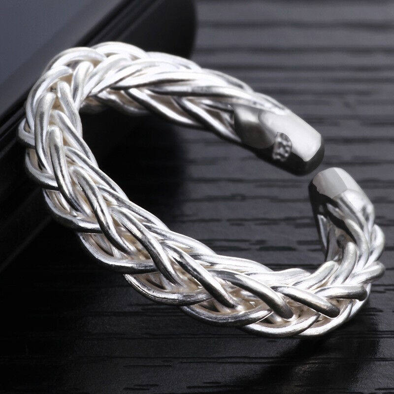 奥斯坦汀S925银单身戒指男开口调节简约潮流情人节百搭尾戒送男友