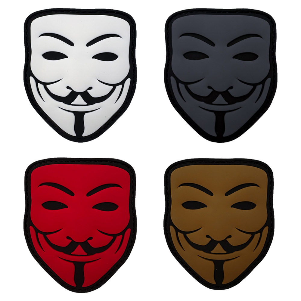 V字仇杀 盖伊·福克斯 面具人士气章补丁魔术贴臂章PVC软胶夜光章