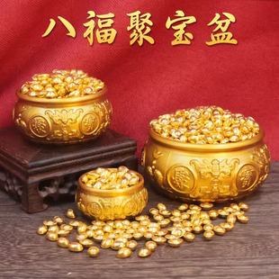 寶實心沙金禮品家居裝 黃銅聚寶盆元 飾黃銅客廳擺件玄關(guān)招財工藝品