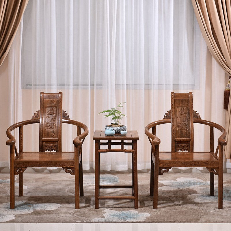 慢象红木家具非洲鸡翅木（学名：非洲崖豆木）文福椅将军椅茶几三