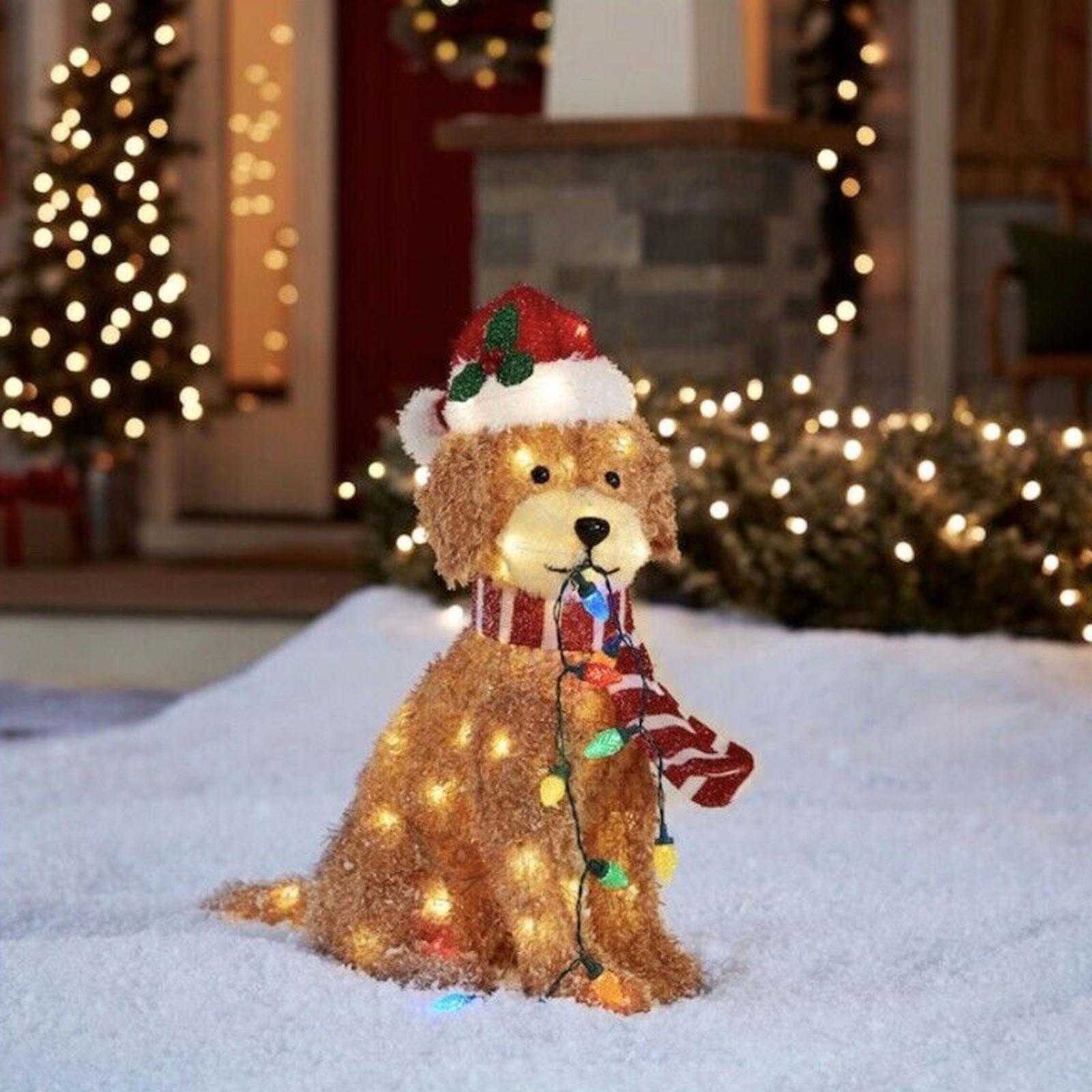 hritma Goldendoodle 圣诞户外庭院亚克力灯串狗狗地插装饰品