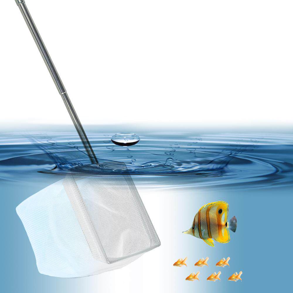 小型鱼缸配件 水族器材 不锈钢伸缩鱼捞 伸缩杆立体鱼捞网渔网兜