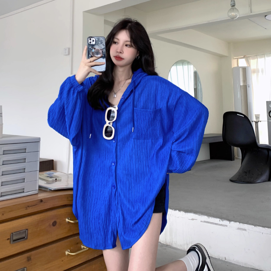 白色防晒衣女款夏季防紫外线中长款宽松开衫防晒服连帽薄款外套潮