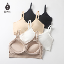 露水珠纯棉美背内衣加厚小胸显大聚拢无钢圈一体式背心运动文胸罩