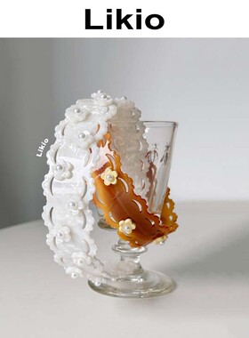 Likio 原创设计 复古蕾丝发箍 复古高颅顶醋酸板材防滑高级感