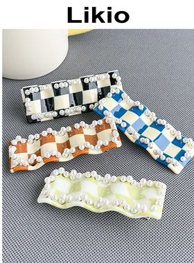 Likio 原创设计 漂浮珍珠波浪边夹2023边夹发饰边夹鲨鱼夹