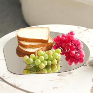 饰品摆件 现代轻奢艺术镜面水滴形托盘桌面茶几餐桌售楼处样板间装