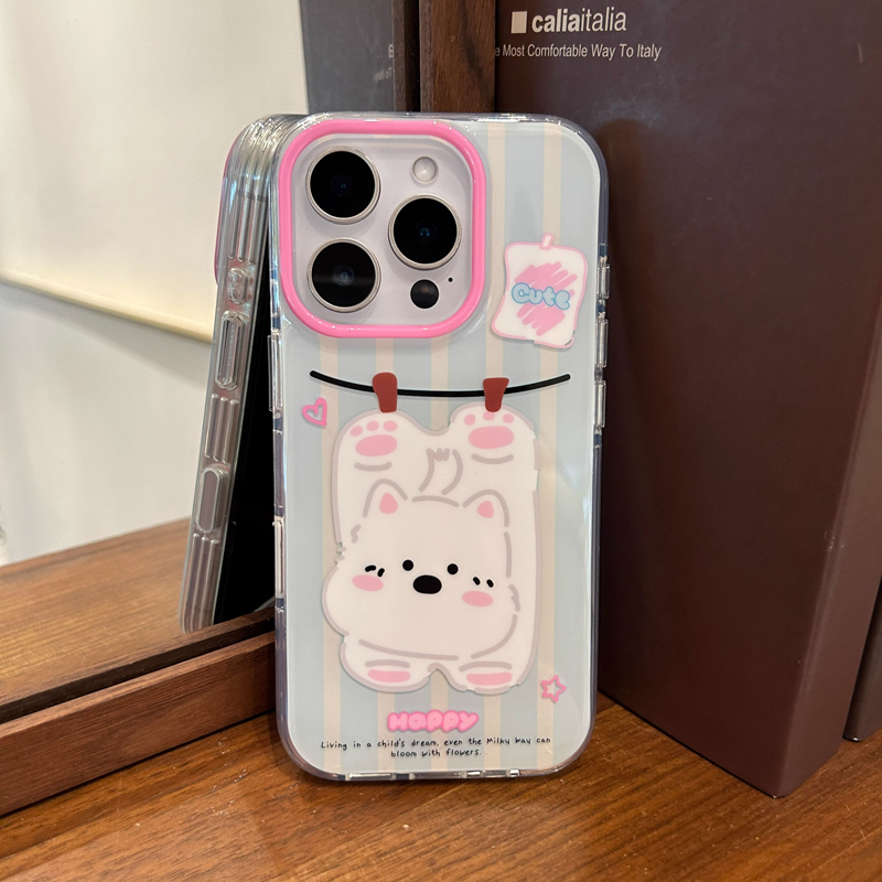 韩风ins卡通西高地适用于苹果16promax手机壳iphone15/14全包xsmax创意13proxr女12mini小众11pro白底IMD