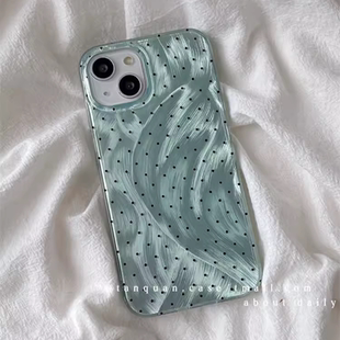 v40软x40i 90GT手机壳x10 x60i 30羽纱magic7 80pro畅玩 ins简约绿色羽纱波点适用于荣耀300PRO play7t 200