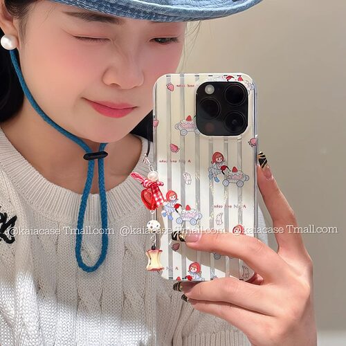 软萌甜妹草莓蛋糕女孩适用于苹果16promax手机壳iphone14创意13Pro全包11防摔xr小众12mini个性7p羽纱xsmax