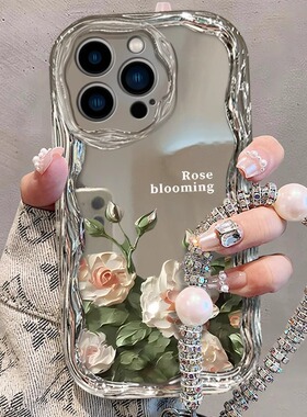 玫瑰花珍珠手链电镀适用于vivo x200PRO/x90/x80/x70/x60手机壳女Y100i镀水Y78/Y35m新Y31s/Y52s/y53s/y93s