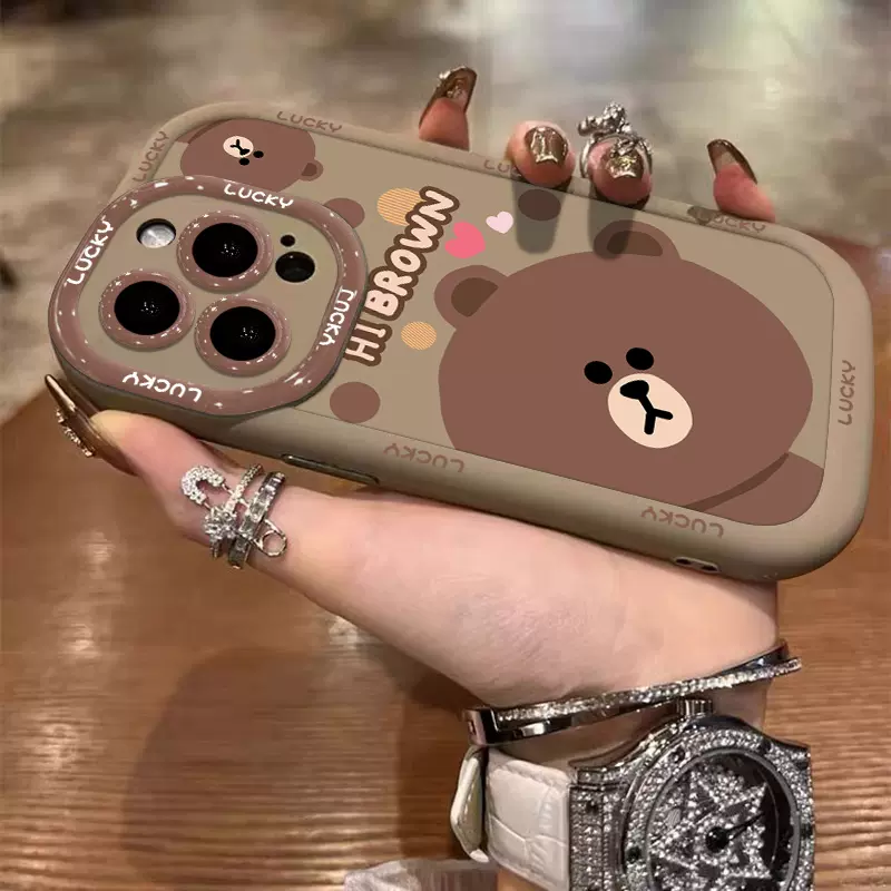 咖色小熊适用于荣耀400pro/300/200手机壳100pro全包90/50防摔30泡芙x70i个性X60I+新款畅玩20pro女