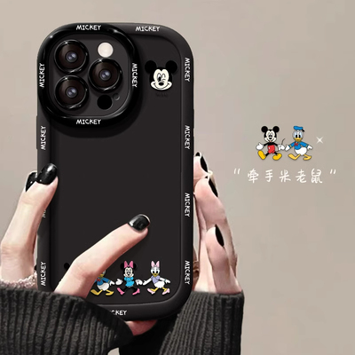 秋冬可爱米奇新款适用于vivo x200pro/x90s/x80/x60t/x70手机壳S20/19pro泡芙女s17e/s15/s16原创S7/S9e茶色