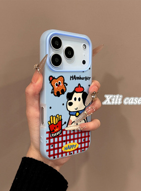 ZKA可爱涂鸦格纹薯条狗狗适用于华为Mate70/60pro/50手机壳荣耀400PRO/300/200华为P80ultra/70/60果冻合